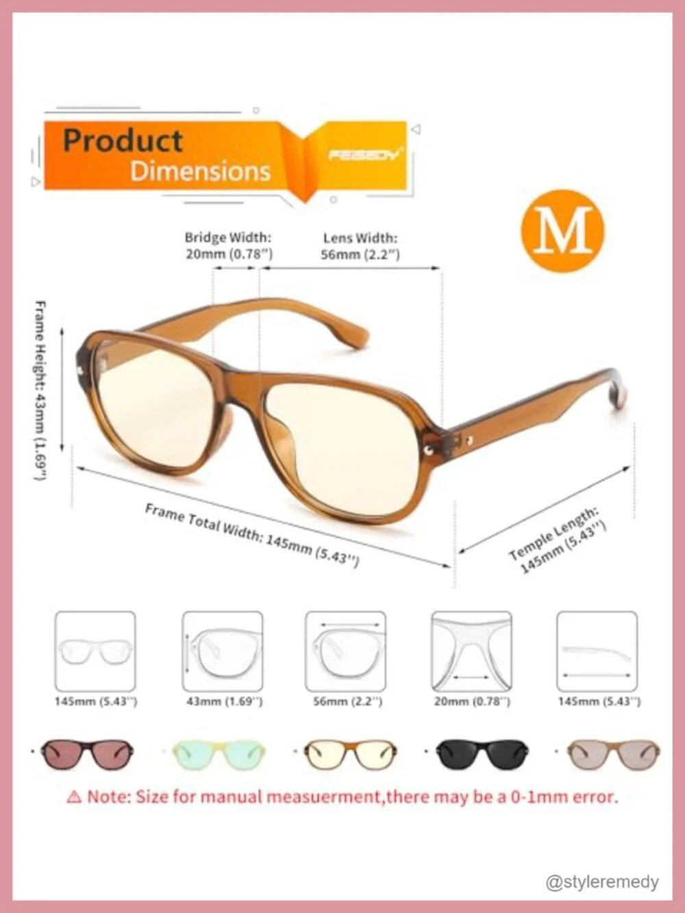Square Retro Aviator Sunglasses UV400 Protection Plastic Frame